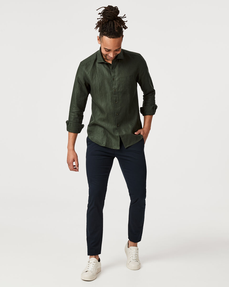 Singh Linen Long Sleeve Shirt, Khaki, hi-res